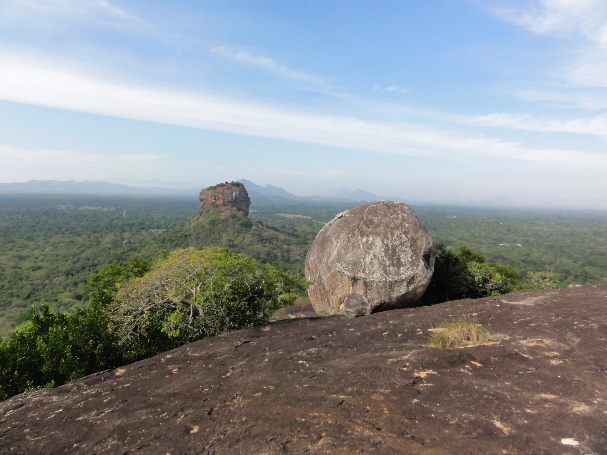 The view from Pidurangala Rock to Sigiriya above the forest